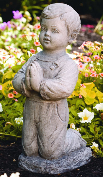 Peaceful Boy Praying Garden Statue Outdoor Cement Statuary Child